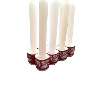 VTG Christmas Angel Candleholders Set‎ of 8 Porcelain W Germany Red White